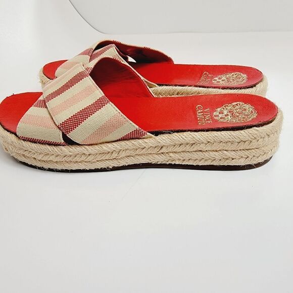 Vince Camuto Carran Linen Stripe Platform Sandal Size 7.5 - Picture 6 of 11